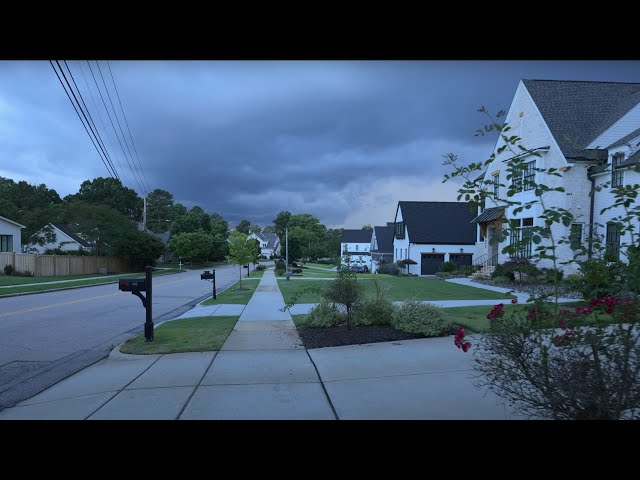 Walking American Neighborhoods with Storm Clouds Ahead | Nature Sounds for Sleep and Study