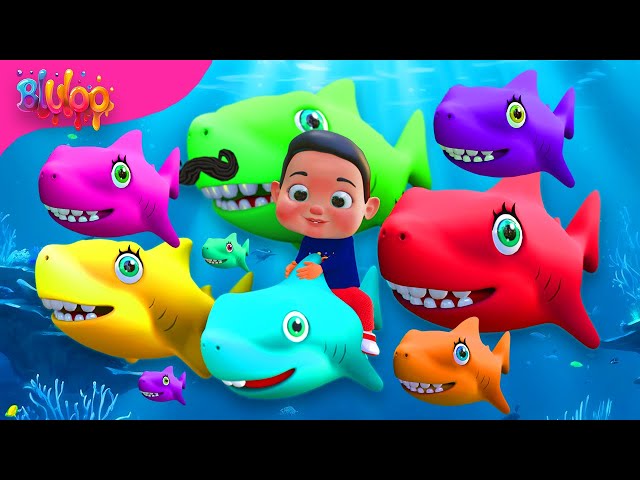 Baby Shark Dance | Colorful Shark Song | BluLoo Nursery Rhymes & Kids Songs