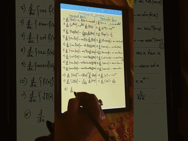 Note taking on Samsung galaxy tab S8 plus #samsung#s8plus #tabs8 #derivatives #calculus