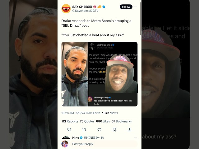 Drake responds to Metro Boomin dropping a "BBL Drizzy" beat