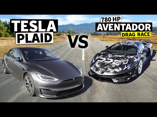 DDE's 780hp Lamborghini Aventador SVJ vs Tesla Model S Plaid, no-prep Drag Race!