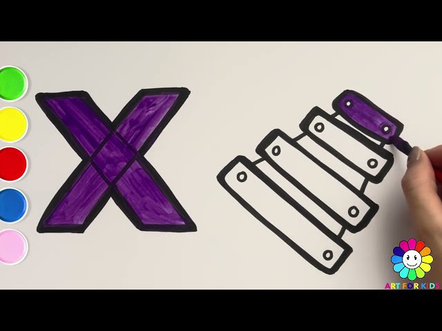 How to draw the W, X for Watermelon and Xylophone - Easy drawing step by step