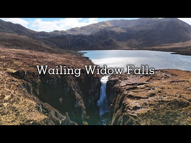 Wailing Widow Falls.  The best NC500 waterfall?  Loch Na Gainmhich | 4K |Drone video