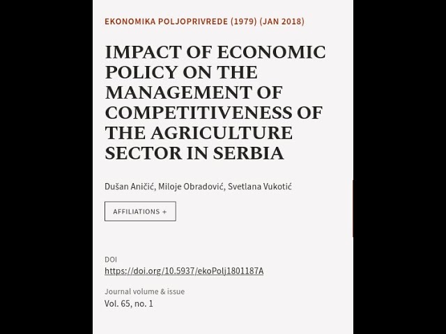IMPACT OF ECONOMIC POLICY ON THE MANAGEMENT OF COMPETITIVENESS OF THE AGRICULTURE SEC... | RTCL.TV
