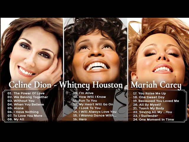 Celine Dion, Whitney Houston, Mariah Carey, Greatest Hits playlist Best Songs of World Divas 2024