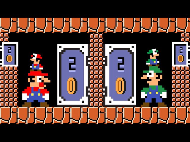 Super Mario Team and Luigi vs Coin Doors Maze