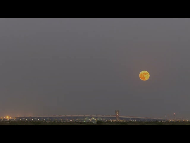 Full Moon and New Kuwait International Airport that is Still Under Construction