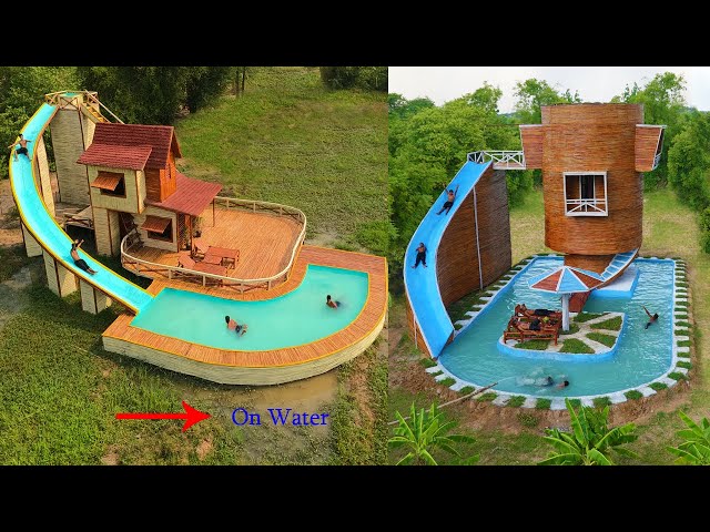 Top 2! Build Modern Bamboo Resort With Swimming Pool, Water Slide, Bamboo Umbrella By Ancient Skill