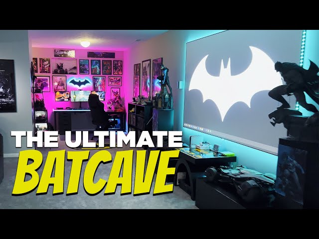 EPIC Batcave Bar & Home Theater! Man Cave Tour