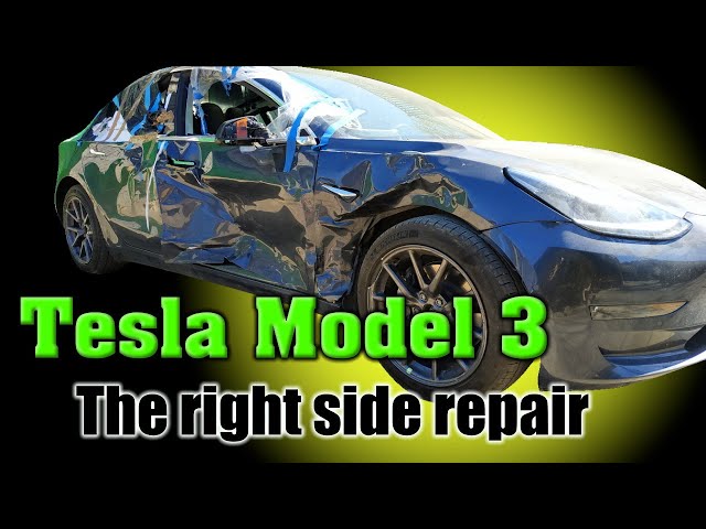 Tesla Model 3. The right side repair. Ремонт правой стороны.