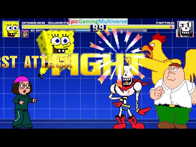 SpongeBob SquarePants And Family Guy Characters VS Papyrus In A MUGEN Match / Battle / Fight