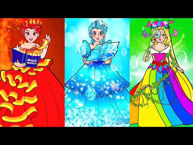 [🐾paper dolls🐾] Sinister Poor Rapunzel vs Rich Elsa and Dress Contest | Rapunzel Family 놀이 종이