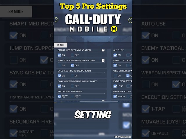 🔥Top 5 Best Pro Settings In Call Of Duty Mobile #shorts #codmobile #codm