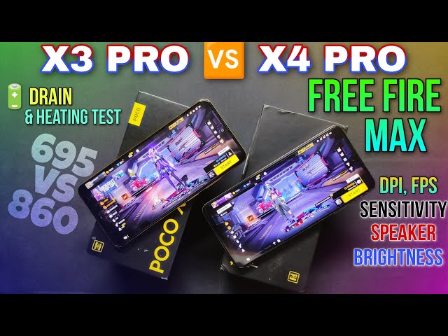 Poco x3 pro 🆚 Poco x4 pro Free Fire detail compare || battery drain test || snpd 860 vs 695....
