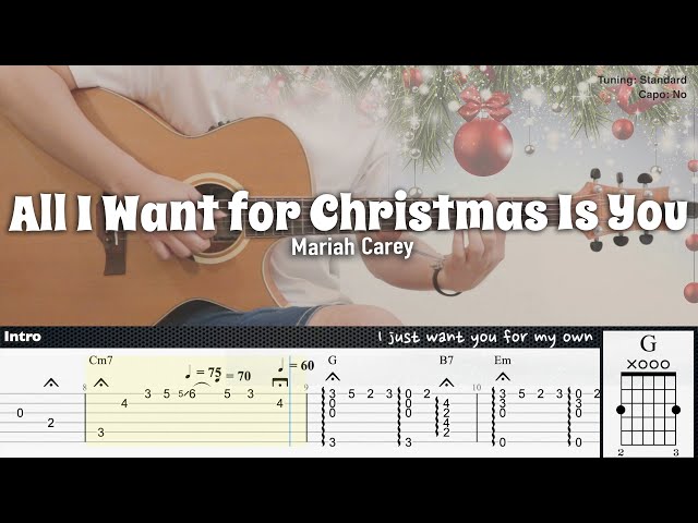All I Want for Christmas Is You - Mariah Carey | Fingerstyle Guitar | TAB + Chords + Lyrics