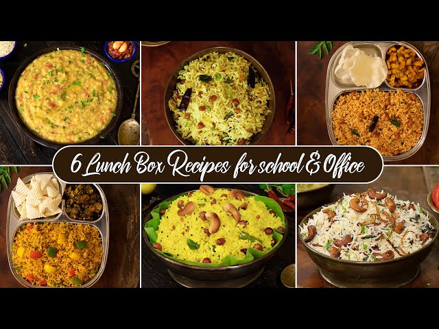 6 Lunch Box Recipes for school & Office | Quick & Instant Lunch Recipes | RIce Recipes