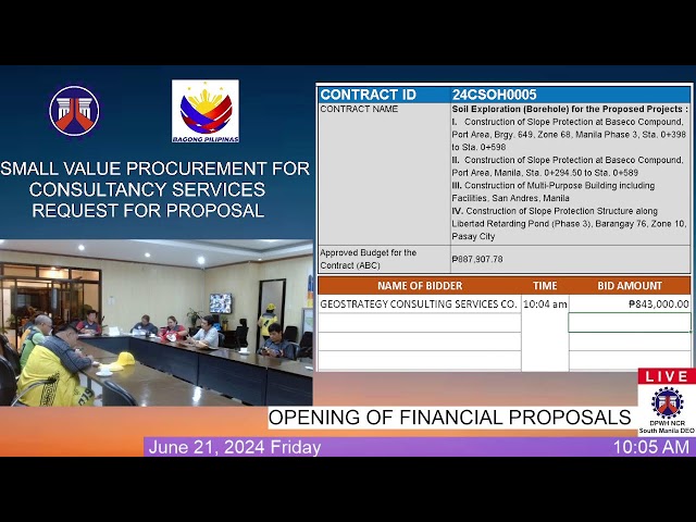 Procurement Livestream for DPWH South Manila DEO on June 21, 2024