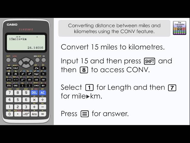 Convert between miles & km, kph & mph, using the CONV (Conversion) feature Casio Classwiz fx-991EX
