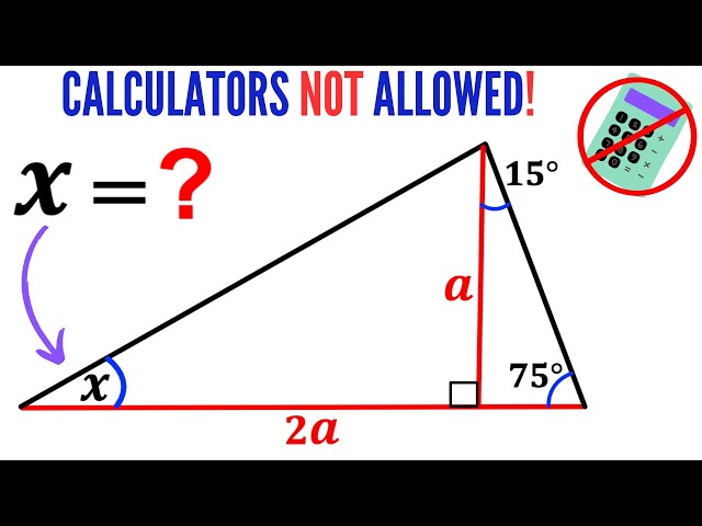 Calculators NOT allowed! | Can you find the angle X? | (Special Triangles) | #math #maths #geometry