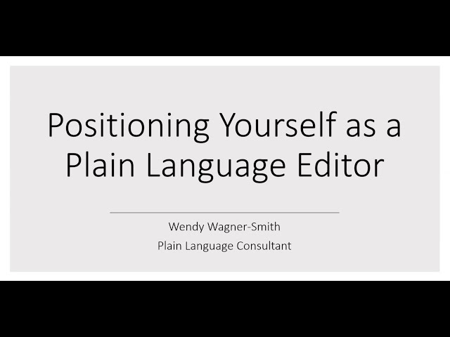 Positioning Yourself as a Plain Language Editor