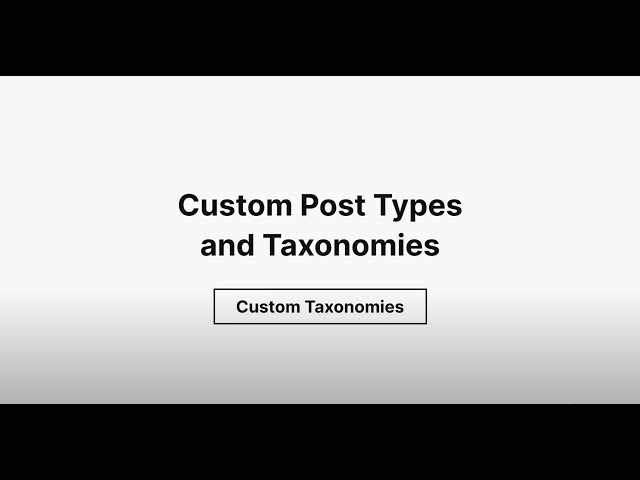 Custom Post Types and Taxonomies - Custom Taxonomies