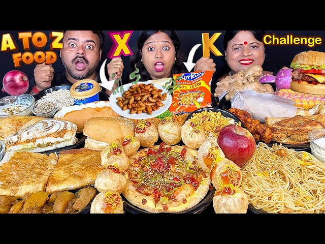 A TO Z FOOD EATING CHALLENGE | A to Z Alphabetical Food Challenge | Bigbites Mukbang | Eating Show