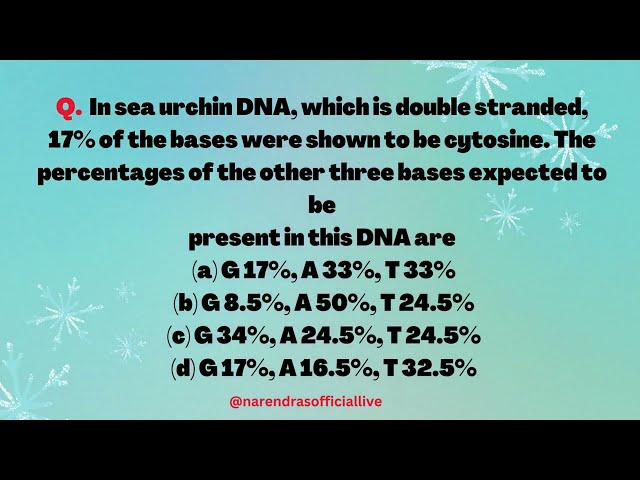 DNA base pair % calculation || important question