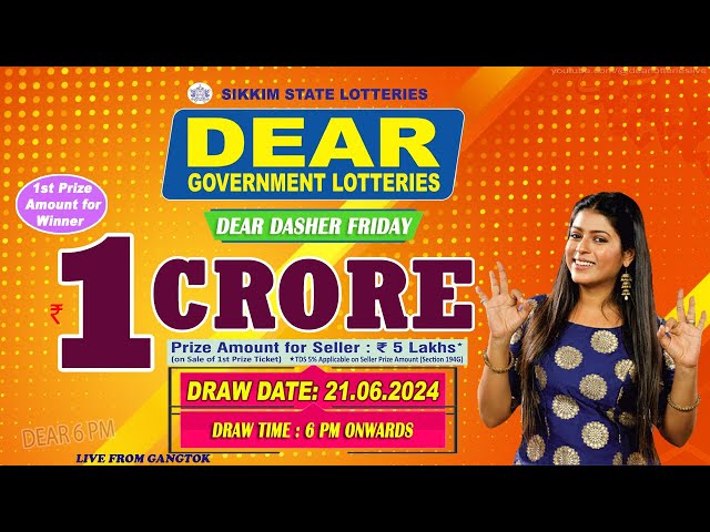 LOTTERY LIVE DEAR 6 PM 21.06.2024 SIKKIM STATE LOTTERY LIVE DRAW LOTTERY SAMBAD LIVE FROM GANGTOK