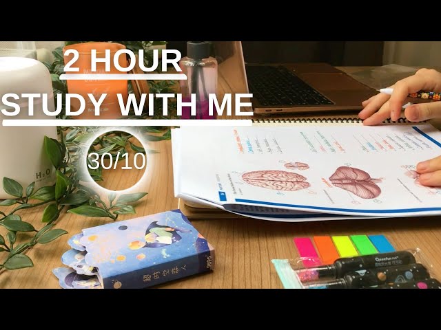 📚2 HOUR STUDY WITH ME / 🎹CALM PIANO + GENTLE RAIN SOUND🌧 / with countdown+alarm (30/10 POMODORO)
