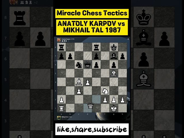 ANATOLY KARPOV vs MIKHAIL TAL 1987.Miracle Chess Tactics.