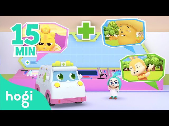 Ninimo is Sick 🤒｜Hogi's Hoispital Play｜Boo Boo Song | 15 min｜Compilation | 3D Kids｜Hogi Play