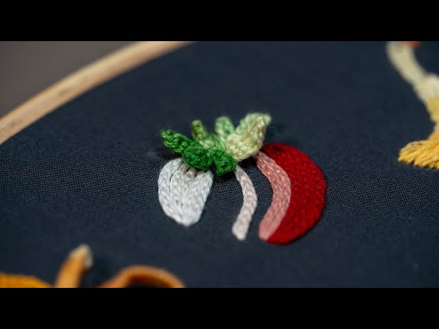Delightful Strawberry Embroidery Design on Fabric
