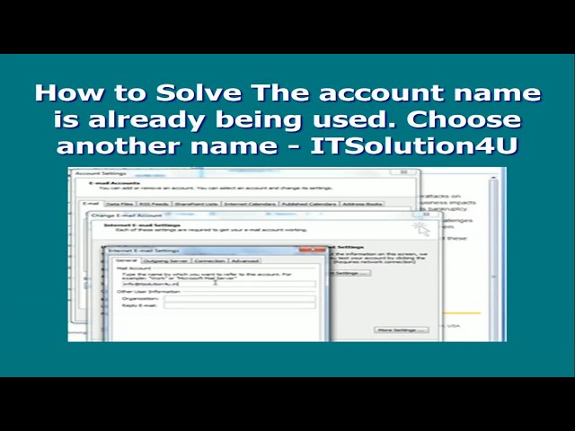 How to Solve The account name is already being used  Choose another name -  ITSolution4U