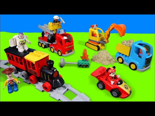 Lego Duplo játékautó kicsomagolás (magyarul) markoló, tűzoltó, vonat gyerekeknek