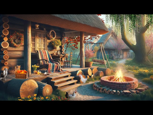 " Enchanting Garden Cottage " Relaxing Celtic Music, Soothing Leaves &  Birdsong Sounds To Study