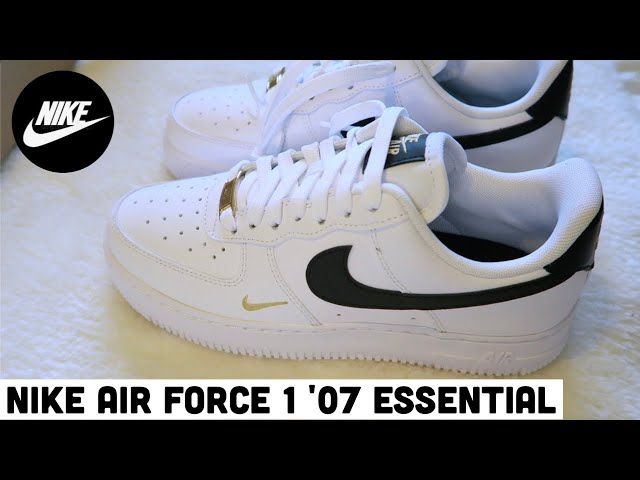 UNBOXING NIKE AIR FORCE 1 ESSENTIAL White/Black/Gold | NIKE AIR FORCE 1 WHITE