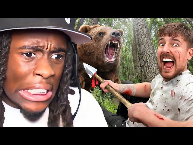 Kai Cenat Reacts to MrBeast $10,000 Every Day You Survive In The Wilderness