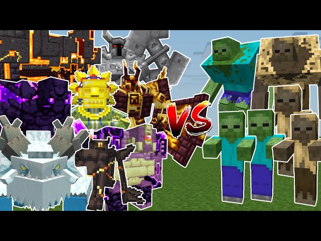 CATACLYSM & MOWZIE'S MOBS BOSSES vs ZOMBIE MOBS TEAM (Minecraft Mob Battle)