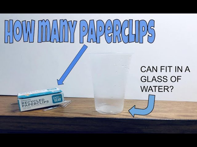 How many paperclips can fit in a glass of water? (Surface Tension)