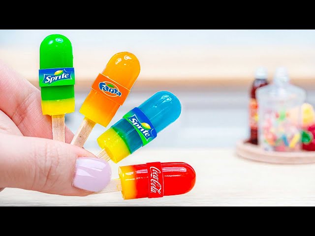 Sweet Rainbow Jelly🌈 Making Miniature Coca Cola Pepsi Fanta Jelly From Fruits🍒Tiny Baking Ideas