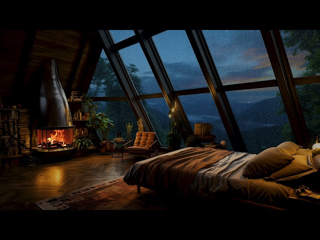 Window Rain Sounds at Night for Sleeping - Open the window  - Thunder Sounds Echo Around
