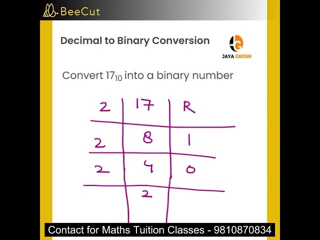 Convert 17 to binary number 😇😇😇 #shorts #maths #mathstricks