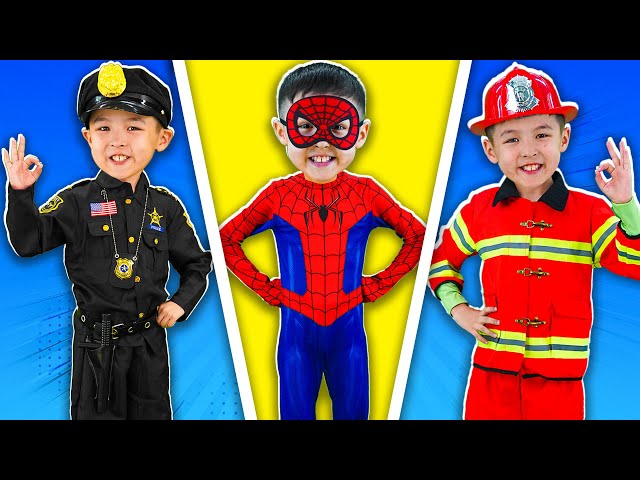 Policeman, Spiderman and Fireman Song | Wheels on the Bus | Nursery Rhymes & Kids Songs