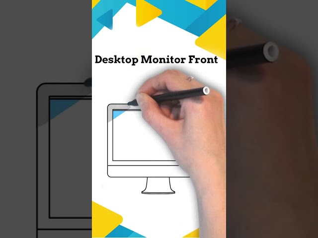 Draw Desktop Monitor Front | Easy drawing | #drawings #shorts