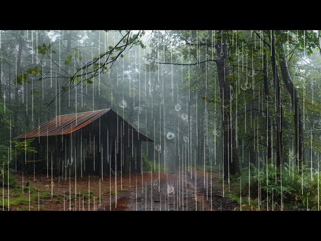 Heavy Rain Sleep Quickly | ASMR white noise for insomnia ~ thunder and rain in the forest