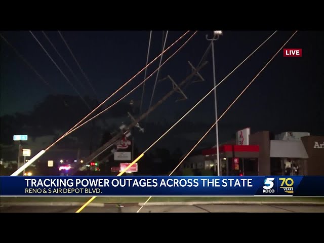 OG&E crews work to repair snapped power lines in Midwest City