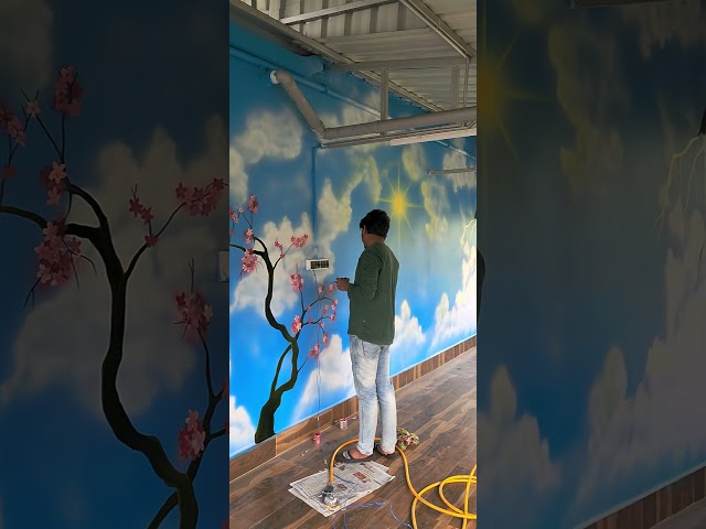 sky wall painting 🖼 ✨️ 😍 #shorts #short #drawing #youtubeshorts #art
