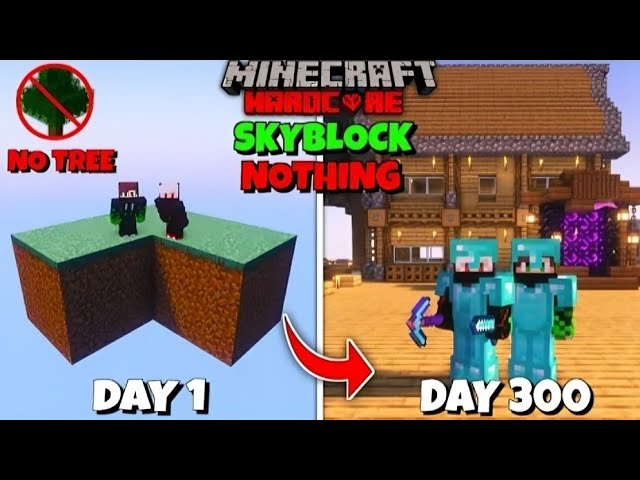 We Survived 300 Days In SKYBLOCK With NOTHING In Minecraft Hardcore | Duo 100 Days