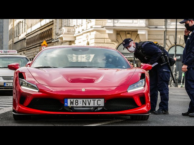AMAZING FERRARI F8 Tributo NOVITEC 802HP/898NM PULLED OVER BY COPS in Warsaw