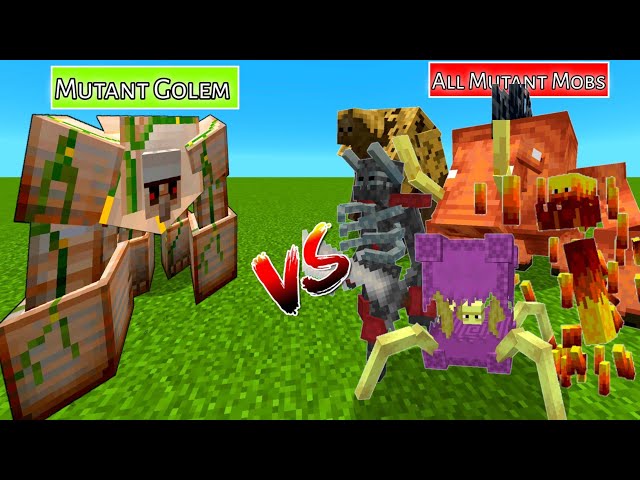 MUTANT 😨GOLEM vs All MUTANT 😮MOBS battle in Minecraft / Minecraft 1.20 mob battle. #minecraft